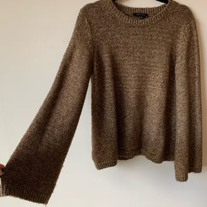 Ann Taylor Bronze Bell Sleeve Sweater